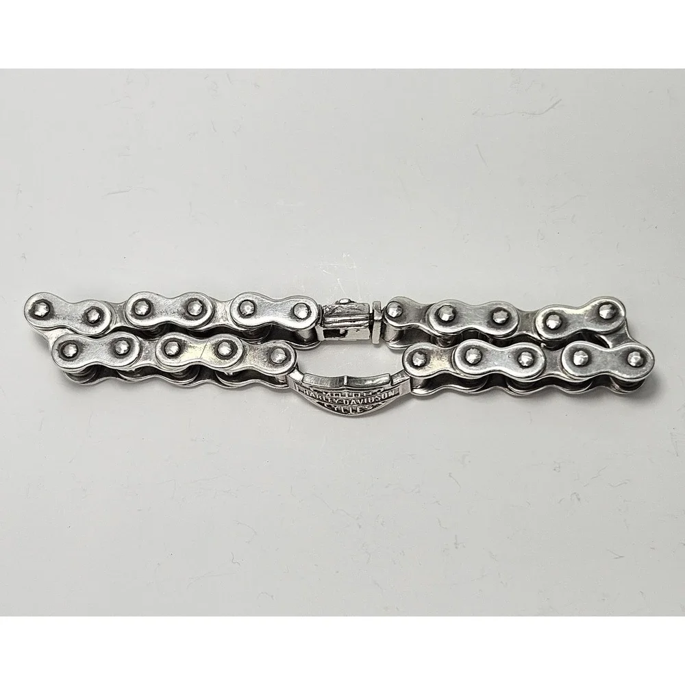 Harley Davidson Emblem 925 Silver 14mm Motorcycle Chain Bracelet 9.5